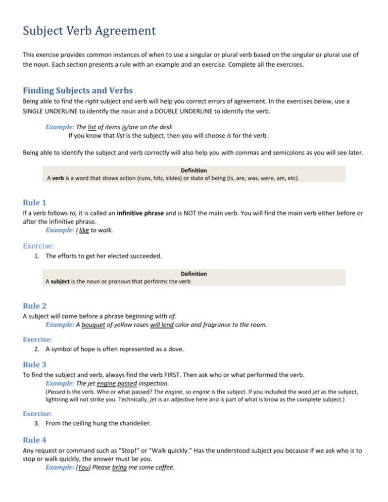 Definition Of Verb Agreement Subject And Verb Agreement 0135