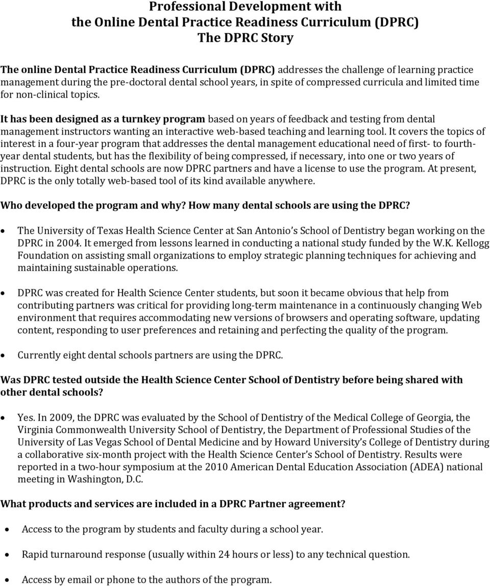 Dental Practice Partnership Agreement Professional Development With The Online Dental Practice Readiness