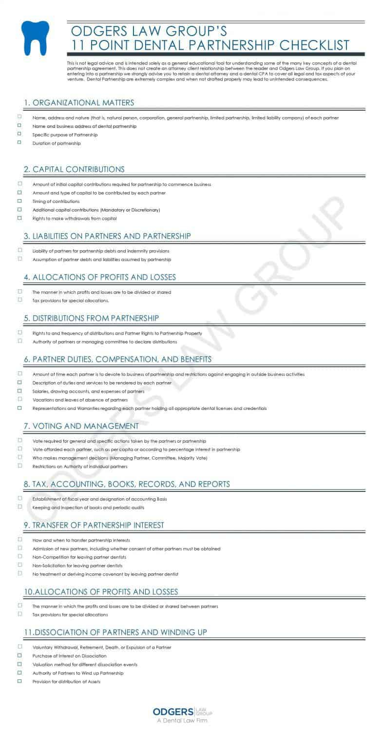 Dental Practice Partnership Agreement The Ultimate Guide To A Successful Dental Partnership 2018 Checklist