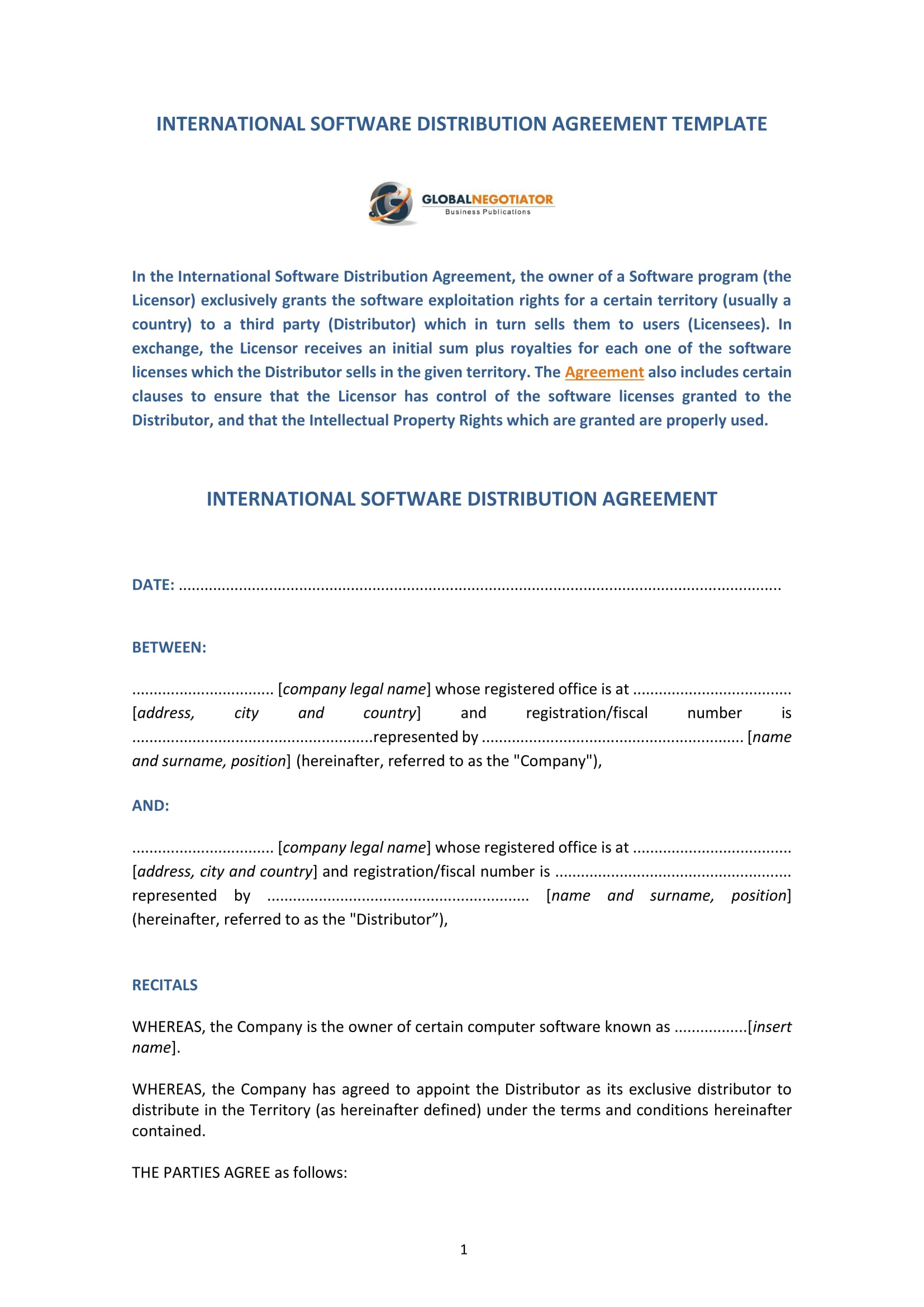 Distributor Agreement Sample Contract 4 Software Distribution Agreement Forms Pdf Word