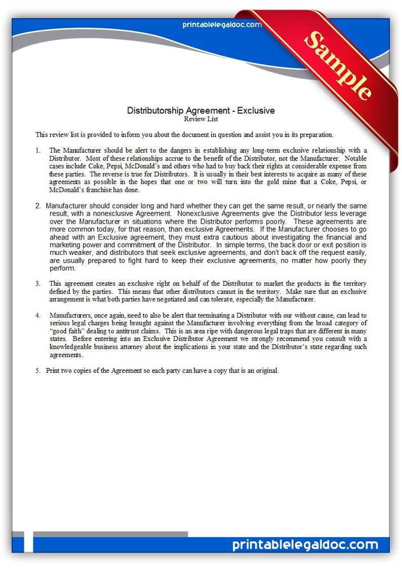 Distributor Agreement Sample Contract Distributor Contract Template Band 5 Free Word Pdf Documents