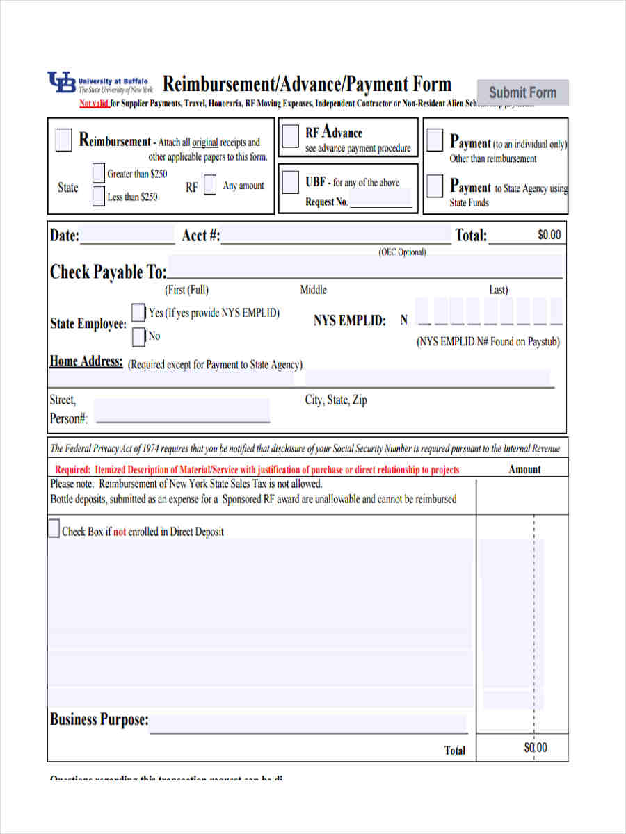 Employee Advance Repayment Agreement 8 Petty Cash Reimbursement Form Sample Free Sample Example