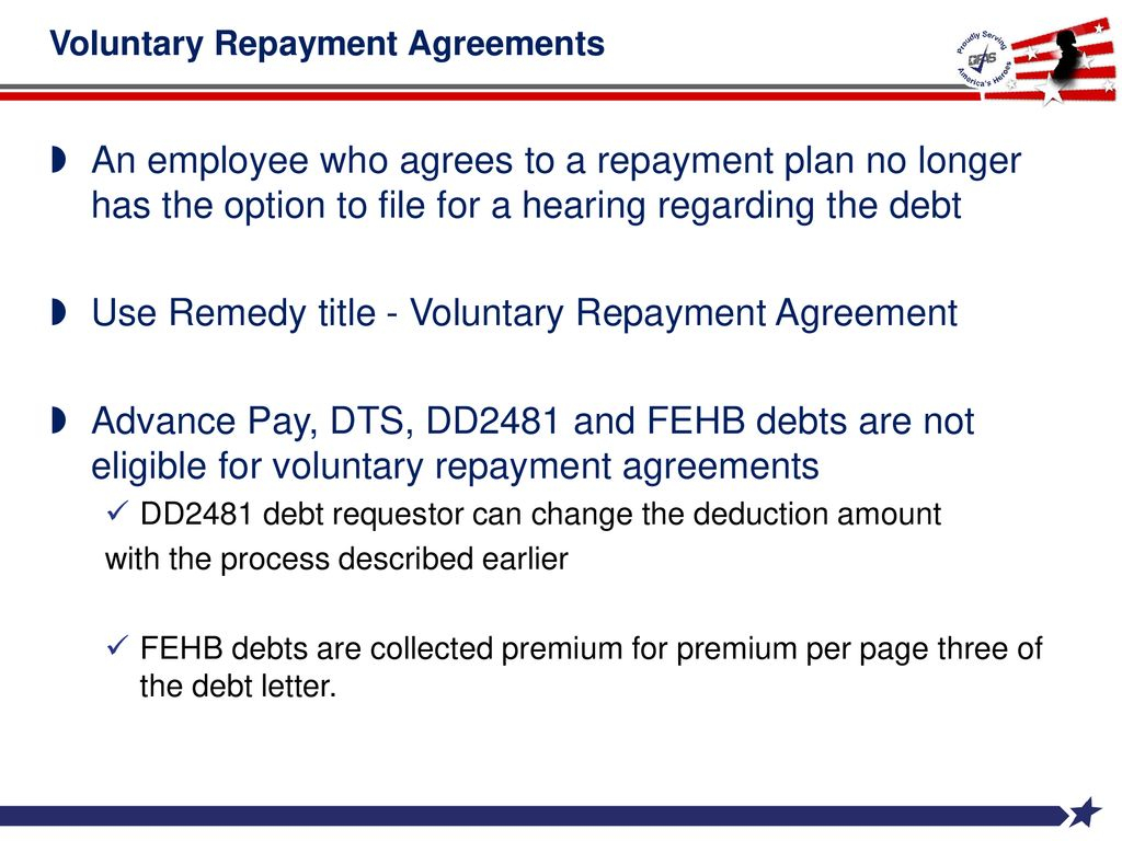 Employee Advance Repayment Agreement Dd2481s Vras Out Of Service Debts Hearings And Waivers Ppt
