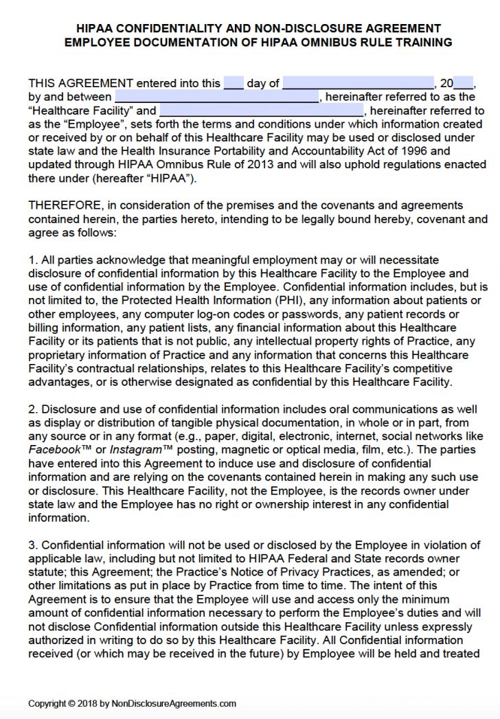 Employee Confidentiality Agreement Form Free Hipaa Employee Non Employee Confidentiality Agreement Form Free Hipaa Employee Non