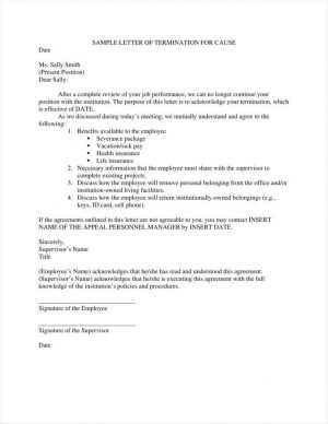 Employee Termination Agreement Sample 9 Company Termination Letters Free Samples Examples Formats