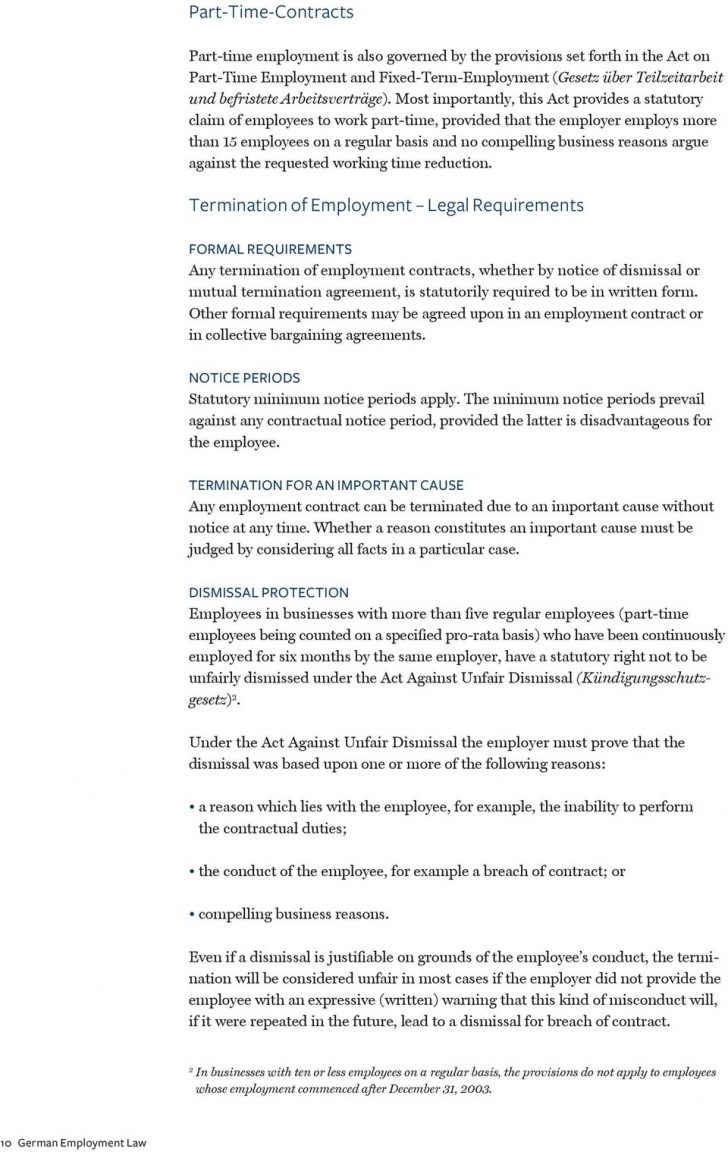 Employee Termination Agreement Sample German Employment Law Pdf ...