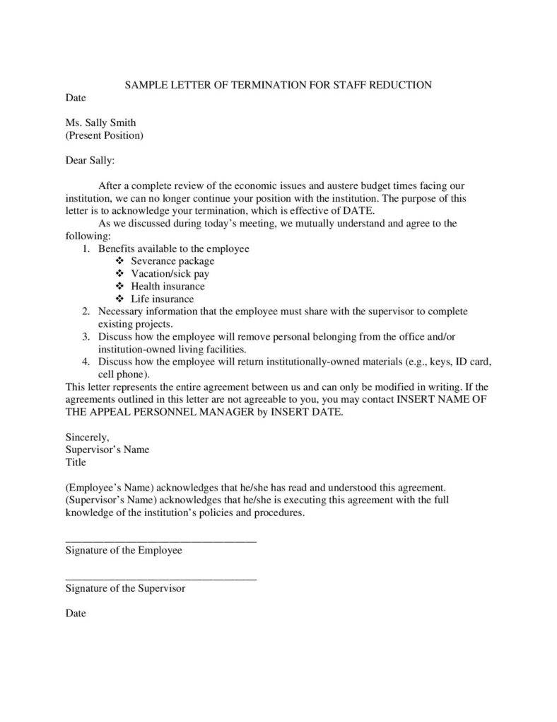Employee Termination Agreement Sample Termination Letter Templates 26 Free Samples Examples Formats