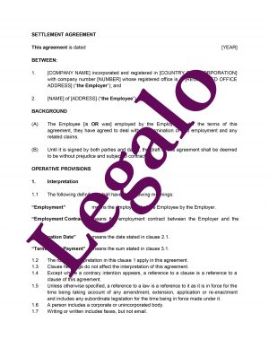 Employment Settlement Agreement Template Settlement Agreement Template Legalo Uk