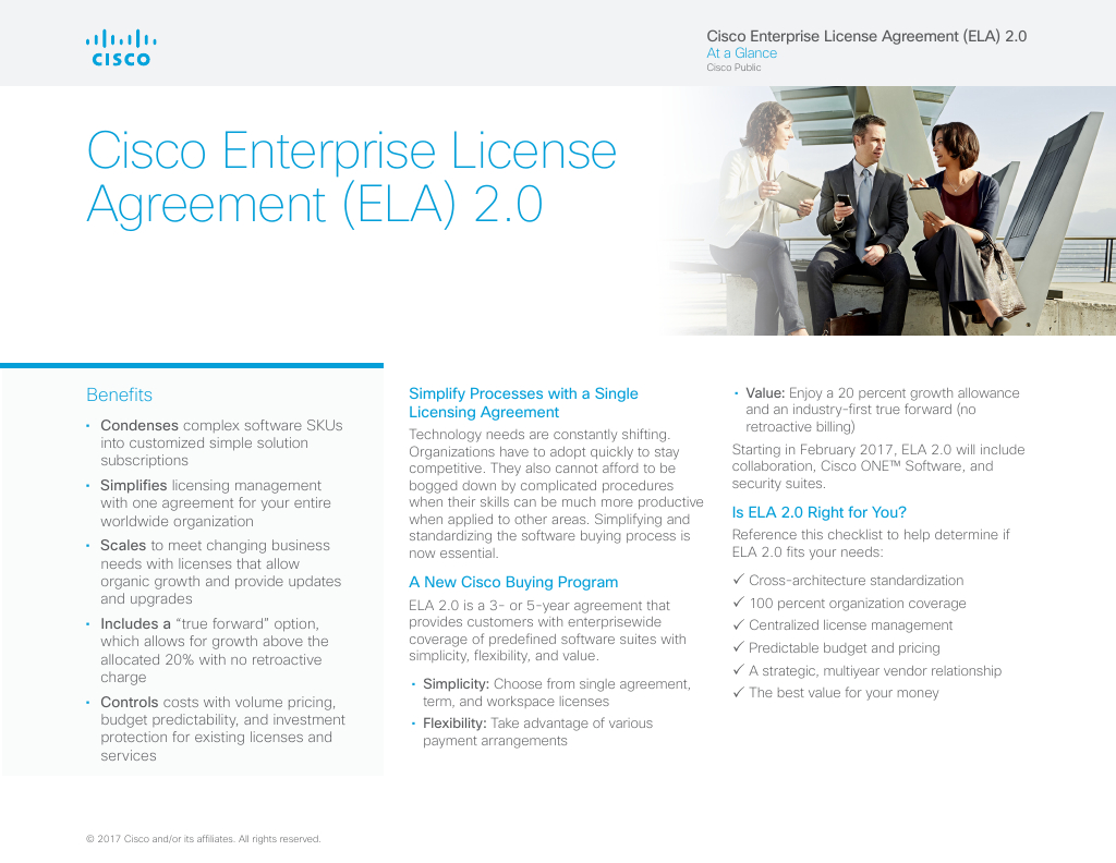 Enterprise License Agreement At A Glance Cisco Enterprise License Agreement Ela 20