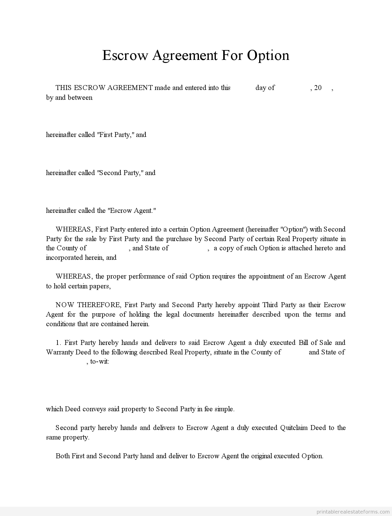 Escrow Agreement Uk Free Simple Escrow Agreement Form Word Pdf Template