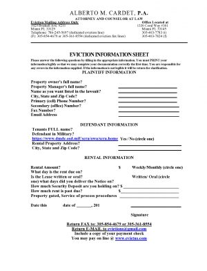 Eviction Without Tenancy Agreement Eviction Information Sheet Representation And Fee Agreement