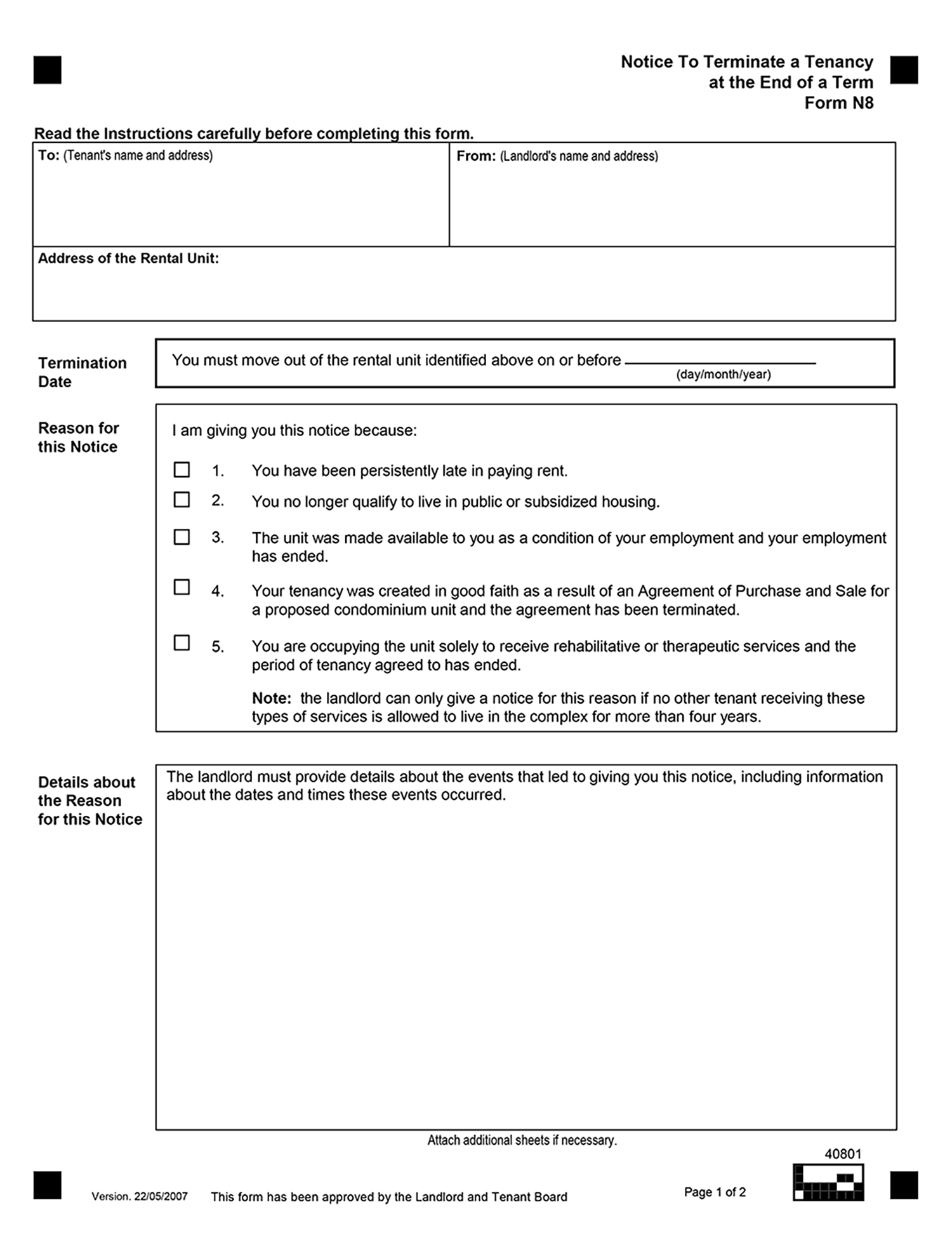Eviction Without Tenancy Agreement Ontario Agreement To Terminate Tenancy Form N11 Ezlandlordforms