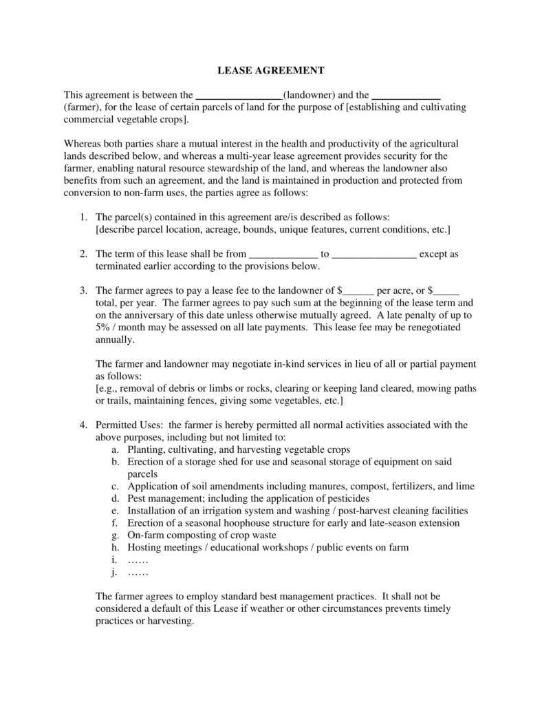 Examples Of Lease Agreements 8 Farm Lease Agreement Templates Pdf Word Free Premium Templates