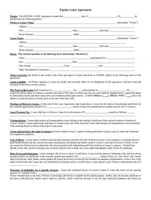 Examples Of Lease Agreements Horse Lease Agreement Fill Online Printable Fillable Blank