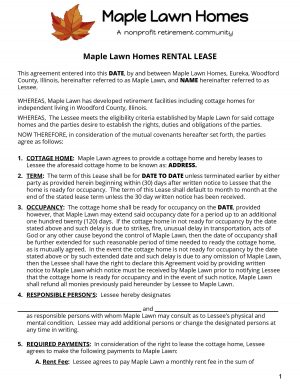 Examples Of Lease Agreements Maple Lawn Homes Rental Lease Example