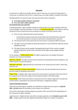 Fence Easement Agreement Easements Revision Notes Land Law Ft Law Plus La0638 Studocu