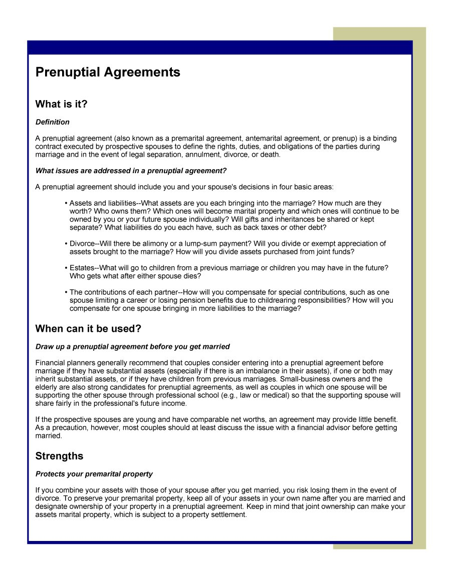 Financial Agreement Divorce Template 31 Free Prenuptial Agreement Samples Forms Free Template Downloads