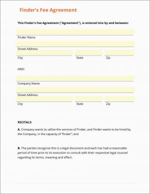 Finder Fee Agreement Free Real Estate Referral Form Template New Referral Fee Agreement