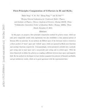 First Direct Agreement In Principle Pdf First Principles Computation Of G Factors In Bi And Bi2se3