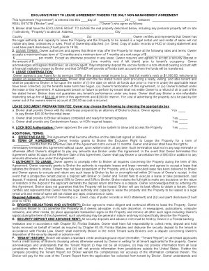 Florida Lease Agreement Free Florida Exclusive Right To Lease Agreement Pdf Template
