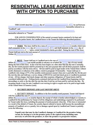 Florida Lease Agreement Free Florida Lease Agreement With Option To Purchase Pdf Template