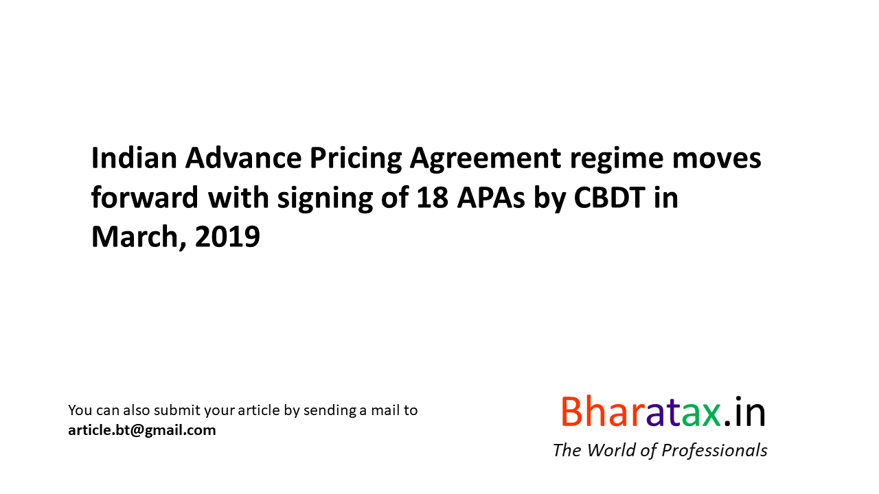 Forward Pricing Agreement Indian Advance Pricing Agreement Regime Moves Forward With Signing