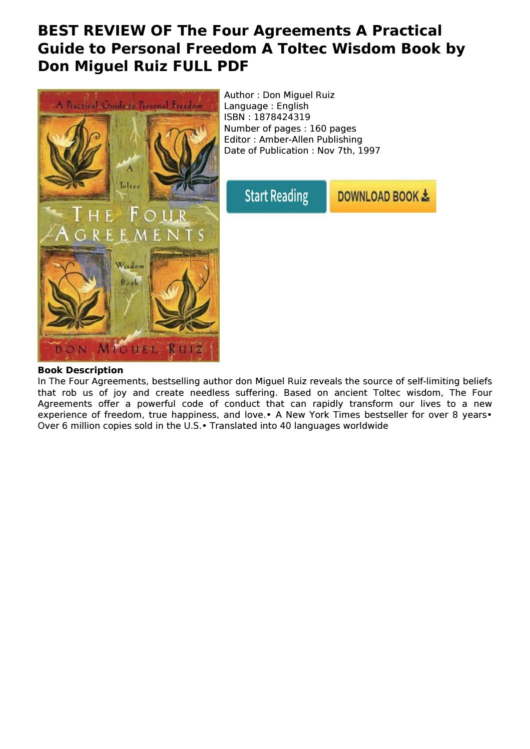Four Agreements Book Free Download Best Review Of The Four Agreements A Practical Guide To Personal