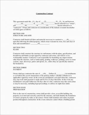 Free Construction Contract Agreement Template Free Contractor Contract Template Pretty 7 Free Construction