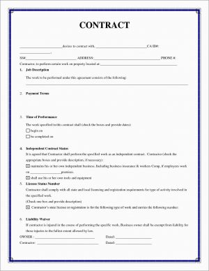 Free Construction Contract Agreement Template Free Contractor Contract Template Wonderfully 52 Contract Agreement