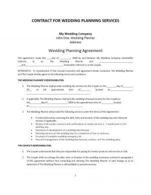 Free Construction Contract Agreement Template Wedding Planner Contract Template