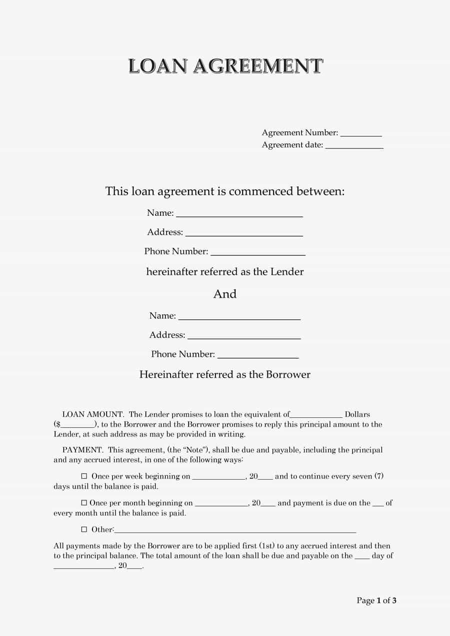 Free Loan Agreement Form 50 Free Loan Agreement Template Word Culturatti