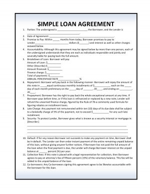 Free Loan Agreement Free Simple Loan Agreement Pdf Template Form Download