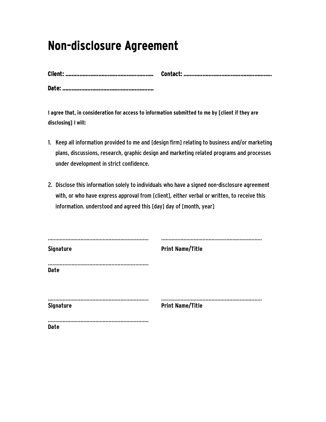 Free Non Disclosure Agreement Form 005 Template Ideas Confidentiality Agreement Stupendous Free