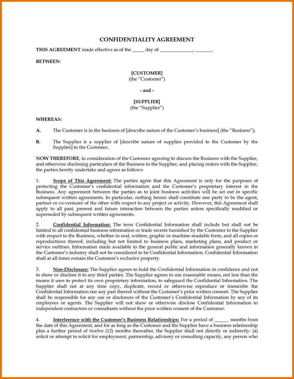 Free Non Disclosure Agreement Form 011 Free Confidentiality Agreement Template Uk Stupendous Ideas Non