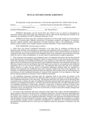 Free Non Disclosure Agreement Form 17 Non Disclosure Agreement Keeping The Companys Trade Secret