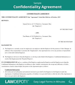 Free Non Disclosure Agreement Form Sample Non Disclosure Agreement Template Everynda And