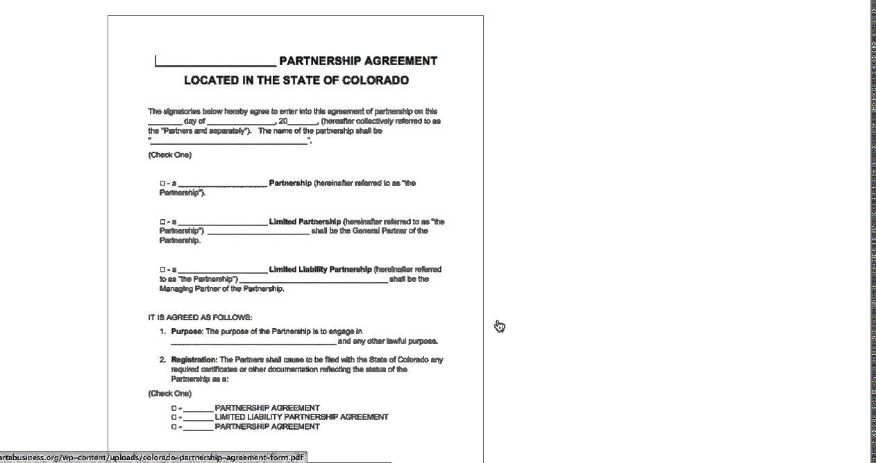 Free Partnership Agreement Template Free Colorado Partnership Agreement Template Partnership Lp Llp Lllp Lpa
