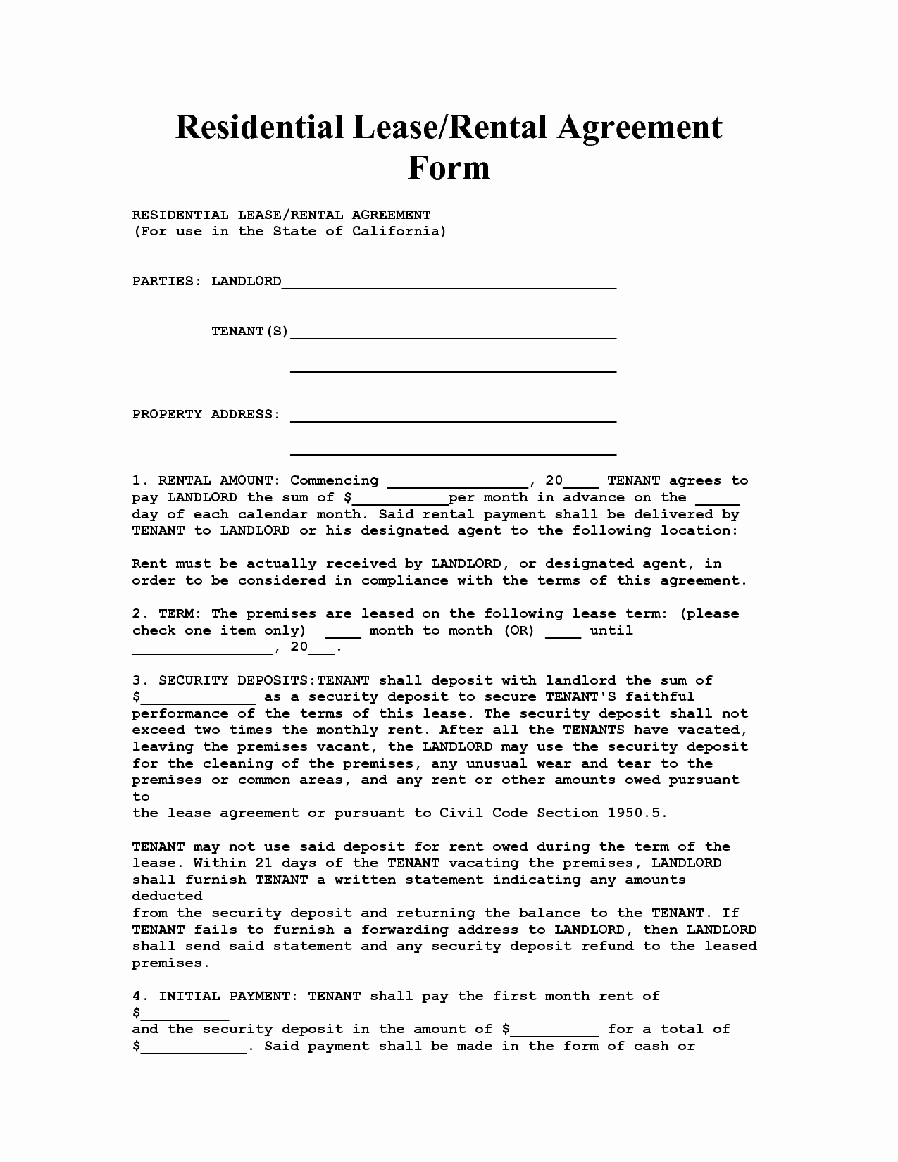 Free Rental Lease Agreement Form Free Rental Agreement Template Mathosproject