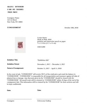 Gallery Consignment Agreement Art Record