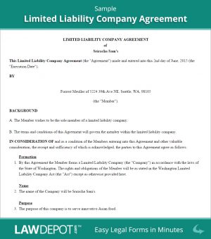 General Partnership Operating Agreement Llc Operating Agreement Template Us Lawdepot