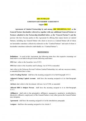General Partnership Operating Agreement Nevada Limited Partnership Agreement 25 Pgprivate Placement Memorandum