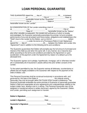 Guarantee Agreement Template Guarantee Agreement Form 83792 Free Loan Personal Guarantee Form Pdf