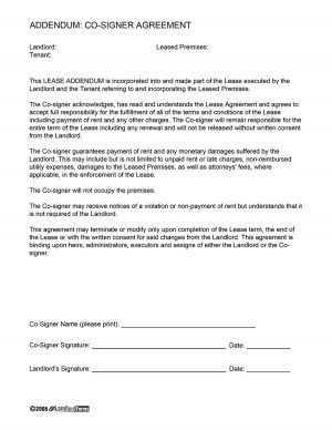 Guarantee Agreement Template Lease Co Signer Agreement Ezlandlordforms