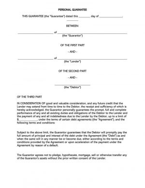 Guarantee Agreement Template Release Of Personal Guarantee Form Agreement Request Letter