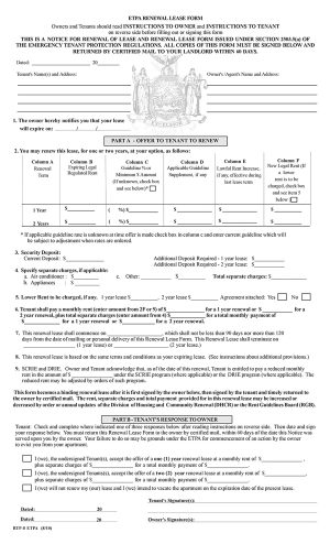 House Lease Agreement Ny Nyc Lease Renewal For Rent Stabilized Housing Ezlandlordforms