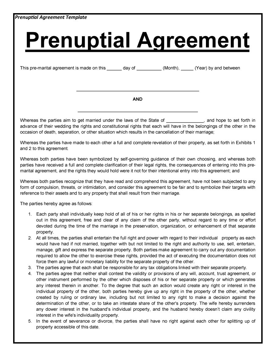 How Much Does A Prenuptial Agreement Cost 30 Prenuptial Agreement Samples Forms Template Lab