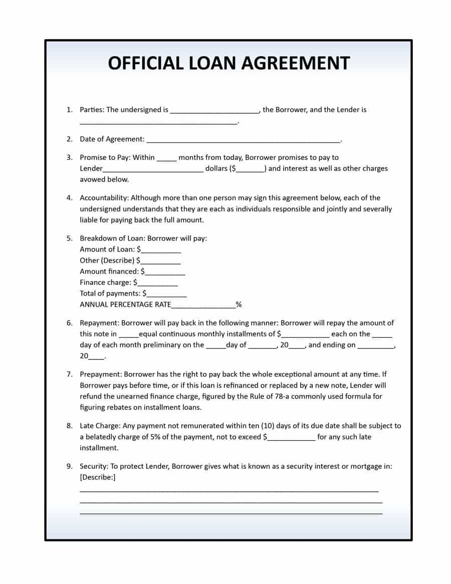 How To Write A Loan Agreement Template Loan Agreement Between Family Members 147 Sample Loan
