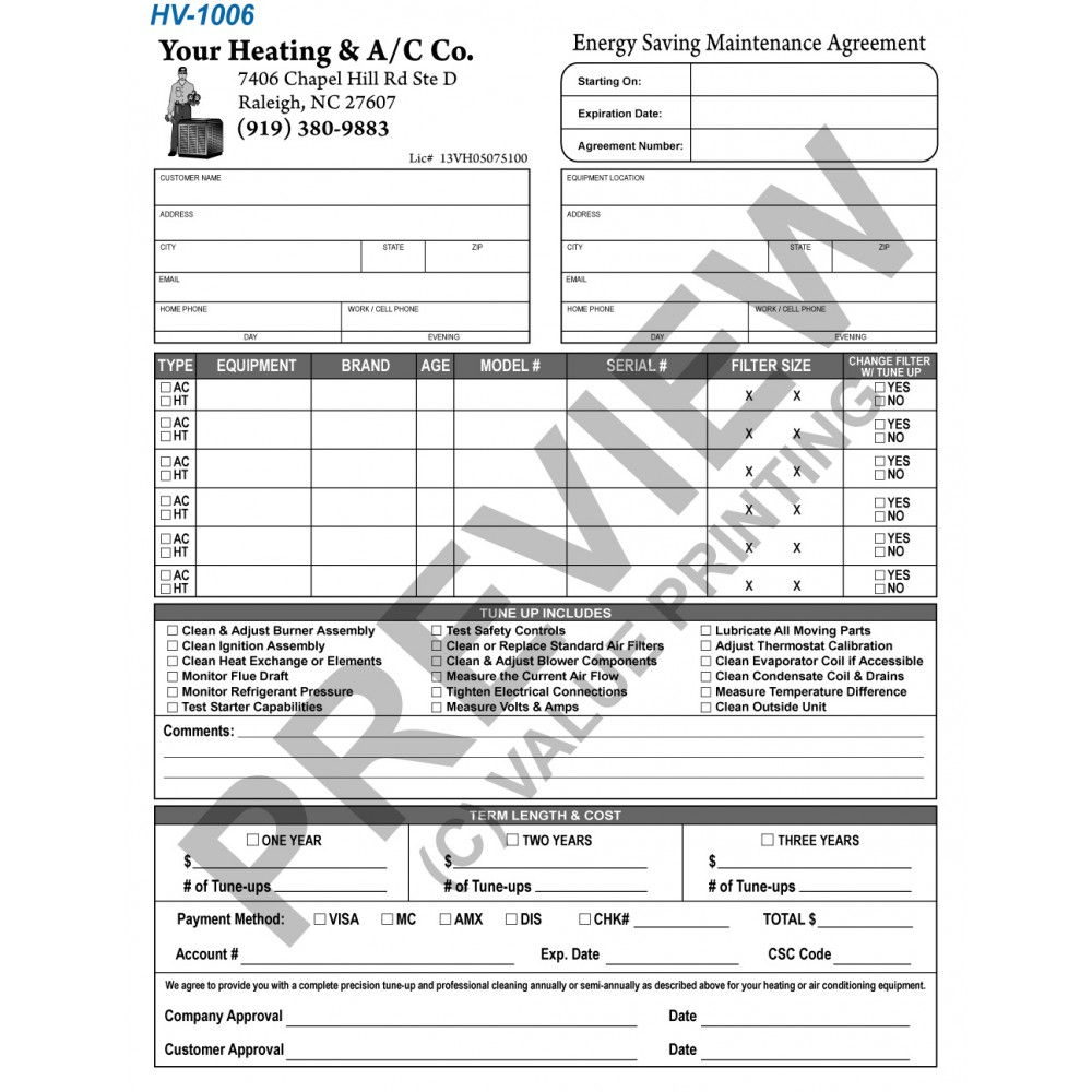 Hvac Service Agreement Hvac Preventative Maintenance Agreement Form Hvac Sticker