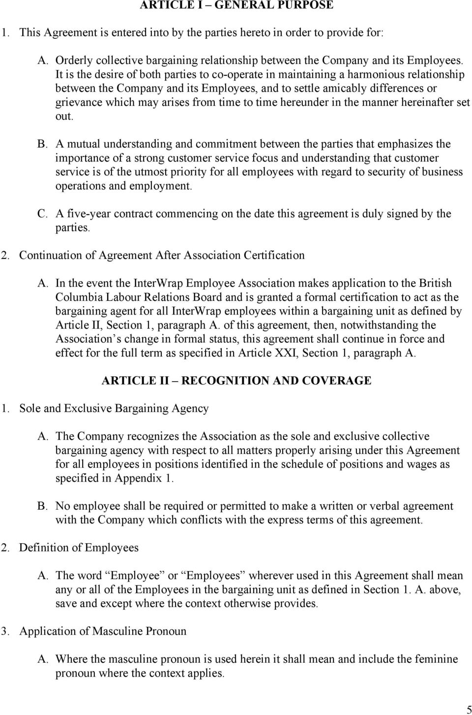 Importance Of Collective Bargaining Agreement Collective Agreement Pdf