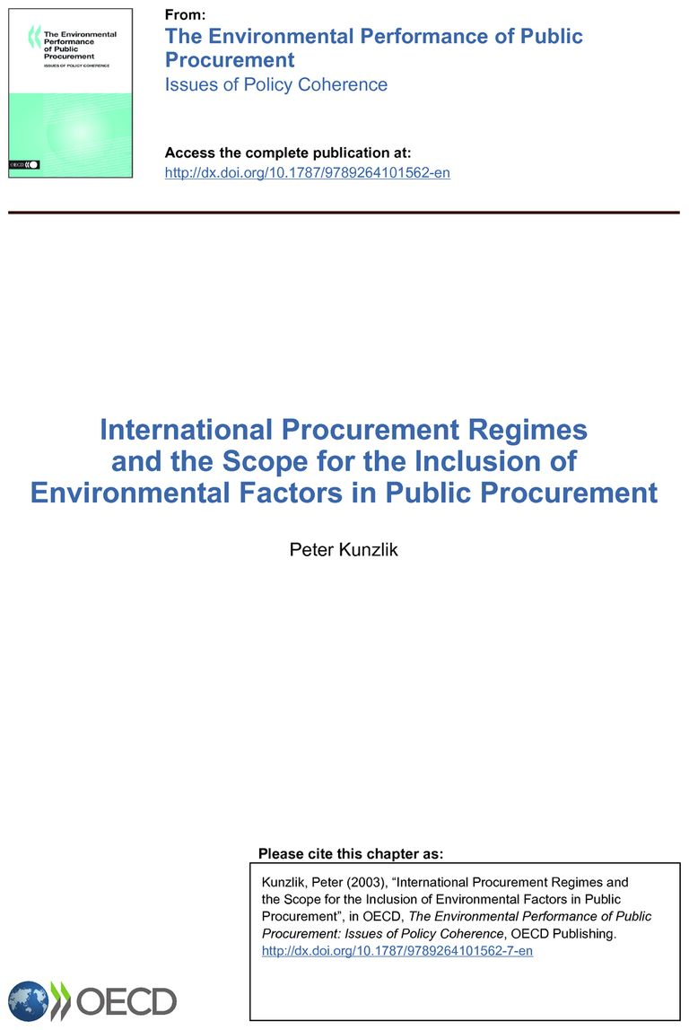 International Agreement On Environmental Management International Procurement Regimes And The Scope For The Inclusion Of